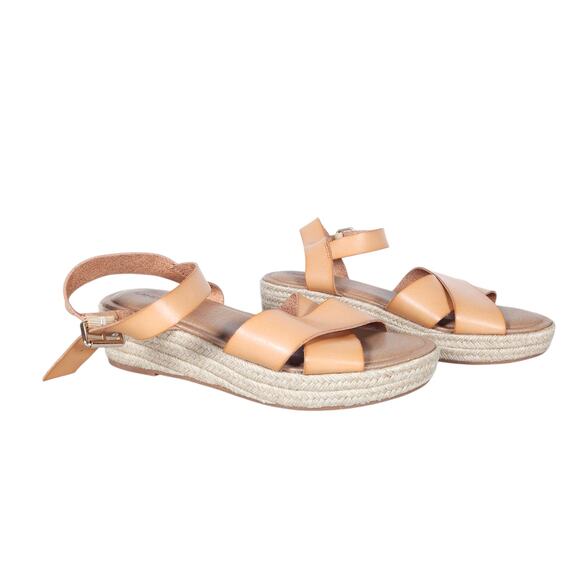 Lane Bryant Shoes - Lane Bryant Jute Platform Espadrille Sandals 10 Tan Strappy Summer Coastal Chic